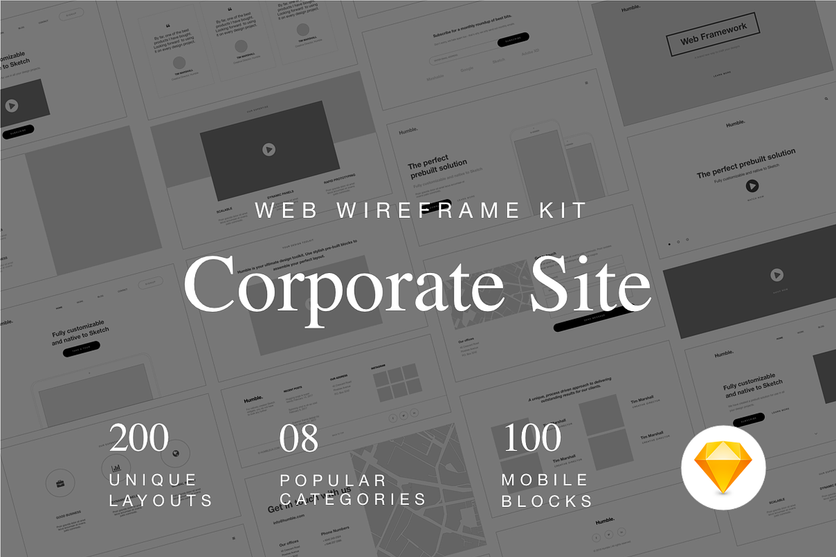 Web Wireframe Kit for Corporate Site, a Wireframe Template by UX Design Mastery Shop (Photo 1 of 10)