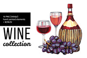 Hand drawn wine illustration., a Food Illustration by Lina's store (Thumbnail 1 of 3)