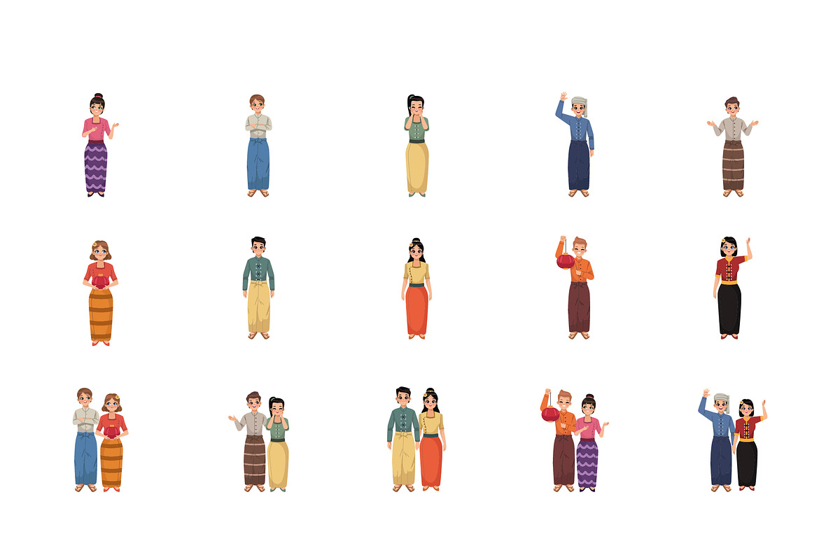 Myanmar People Icon Set