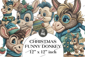Christmas Funny Donkey Clipart, an Illustration by DreamArtGraphic