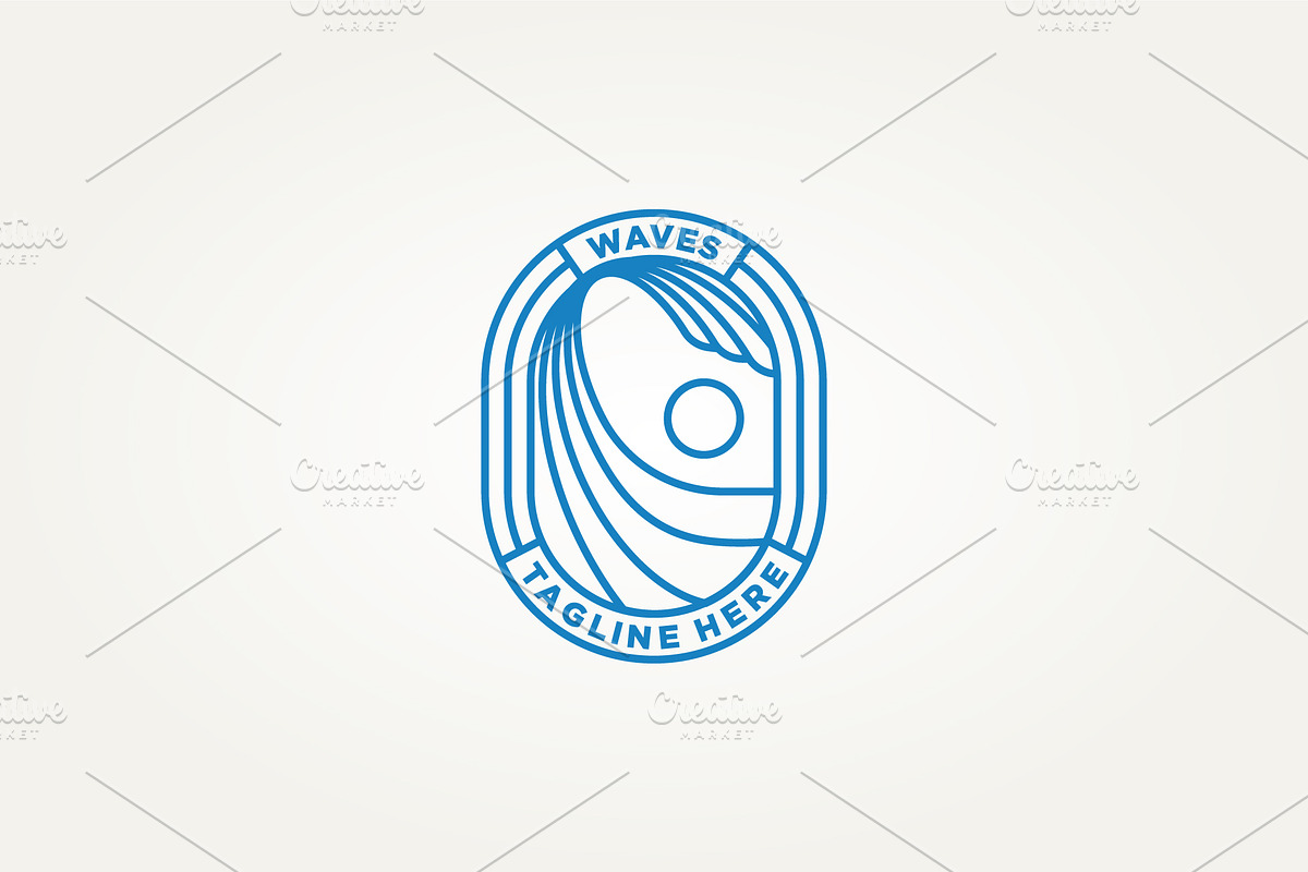 ripple wave minimalist badge logo, a Branding & Logo Template by Blazybone