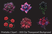 Dark Moody Gothic Flower Clipart, an Illustration by RobertsArt (Thumbnail 3 of 7)