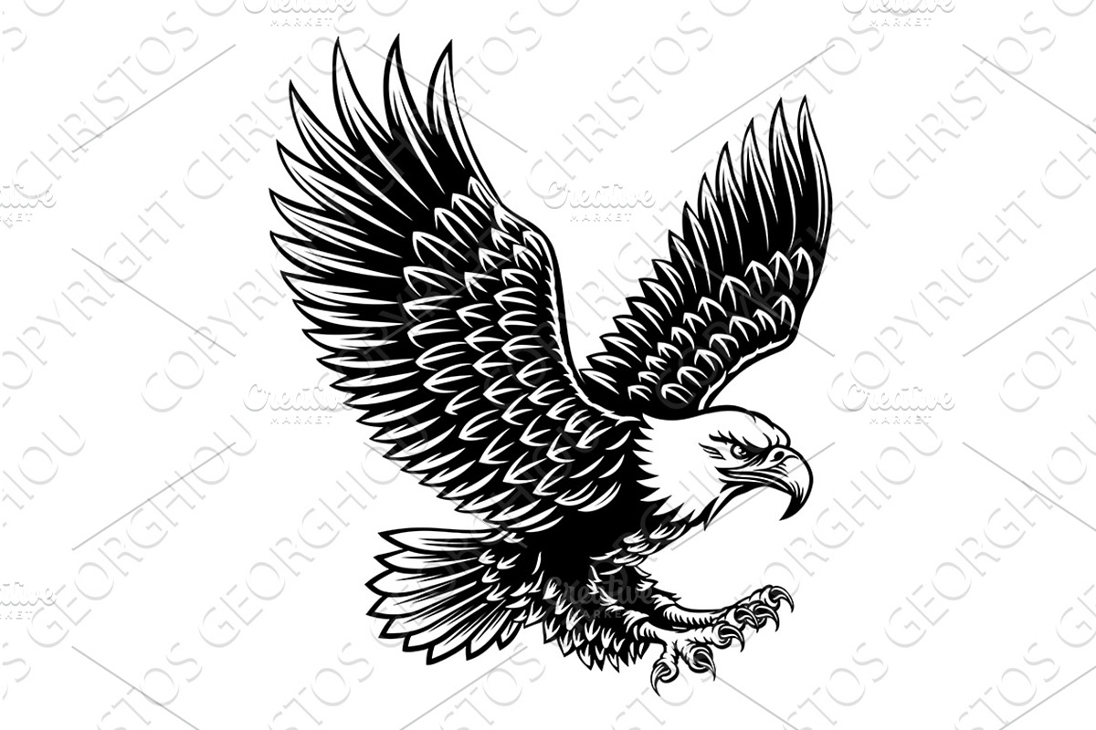 Bald Eagle Mascot Bird Wings Spread, an Animal Illustration by Christos Georghiou