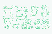 Cute Cat and Dog Outline Vector Set, a Decorative Illustration by MkStudio (Thumbnail 3 of 3)