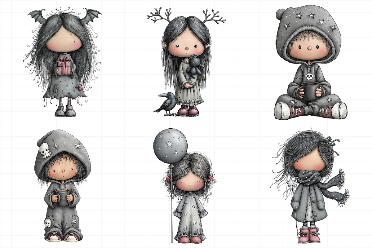 Gothic or Moody Christmas Elf Clipar, an Illustration by Daily.Designs (Photo 4 of 5)