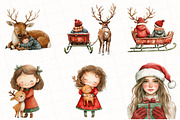 Christmas Kids Watercolor Clipart, an Illustration by OK Design (Thumbnail 4 of 5)