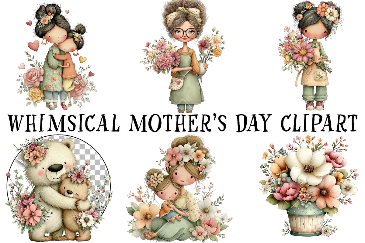 Whimsical Mother's Day Clipart, an Illustration by OK Design (Photo 2 of 6)