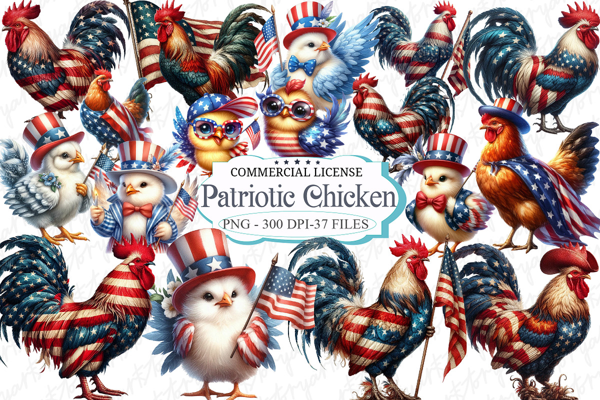 Patriotic USA Chicken Clipart, a Graphic by designcity5 (Photo 1 of 5)