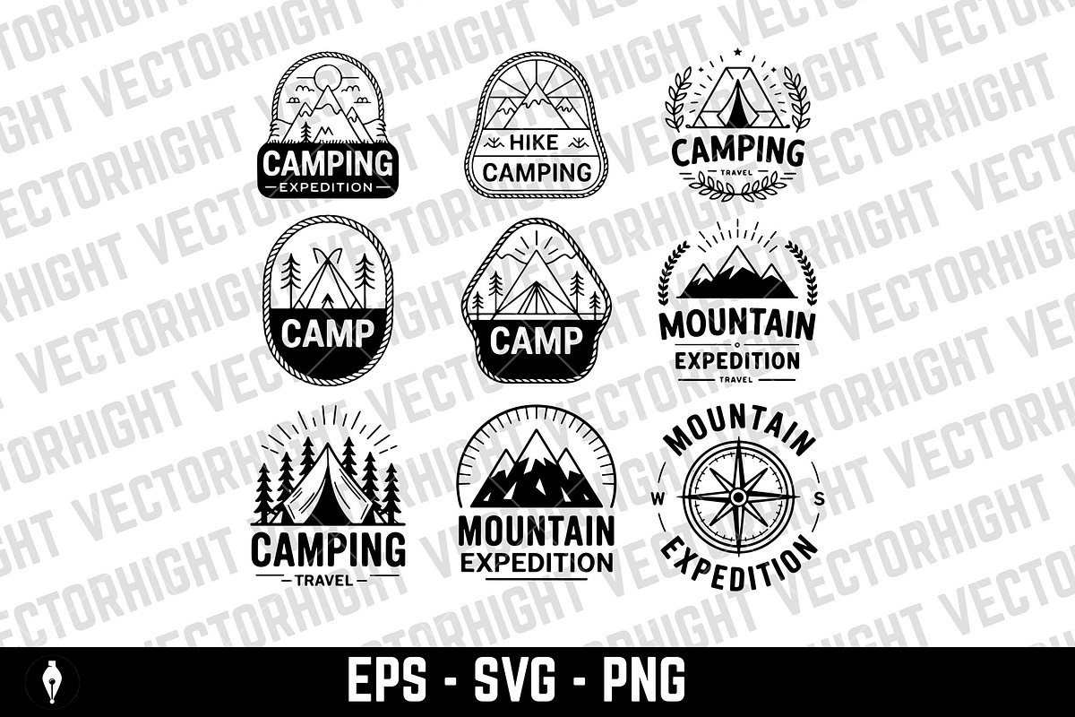 Set of camping, hiking, mountains, an Object Illustration by Vectorhight
