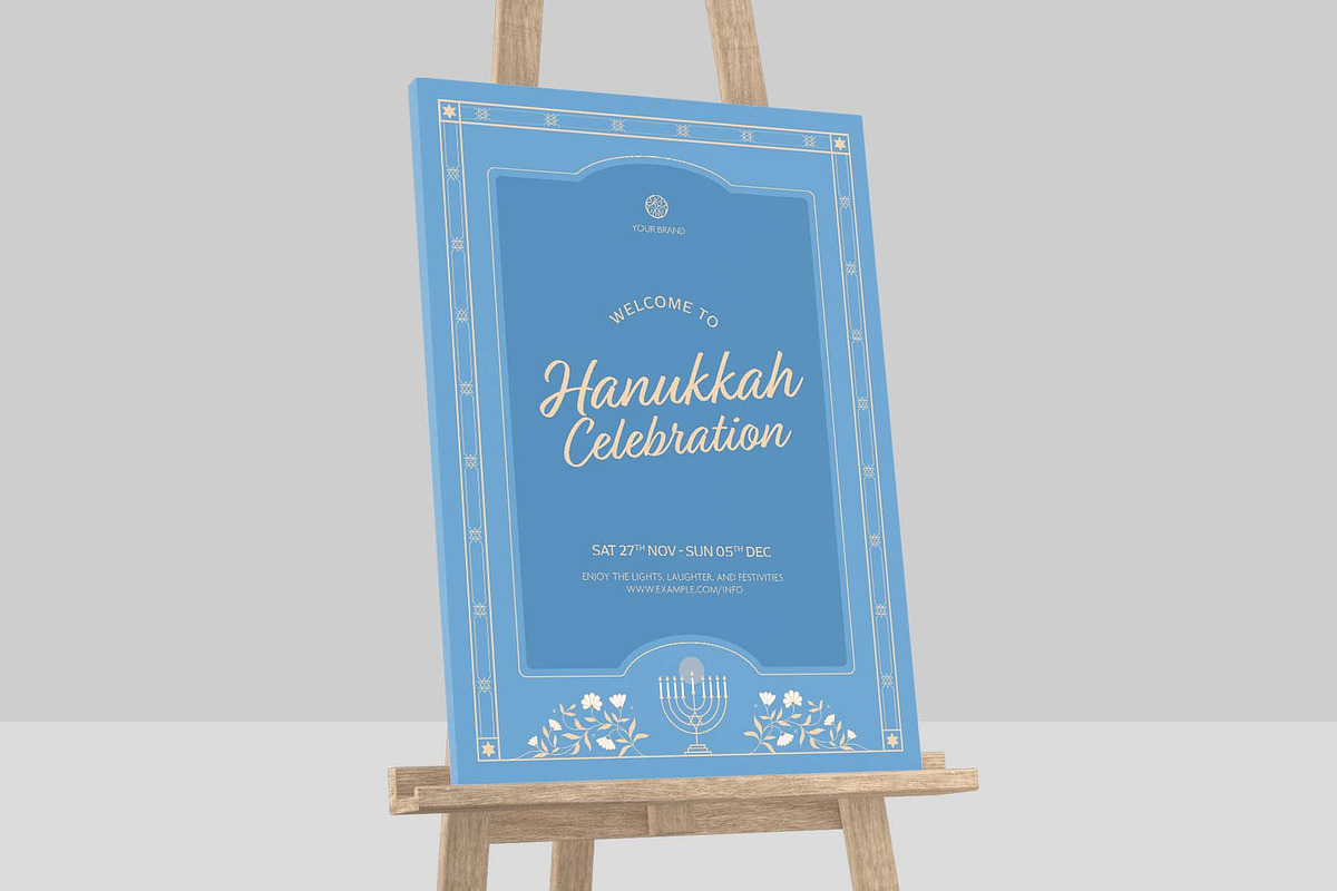Hanukkah Welcome Sign Template, a Poster Template by BrandPacks (Photo 2 of 5)