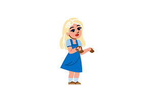 Blonde girl showing something with, an Object Illustration by pikepicture