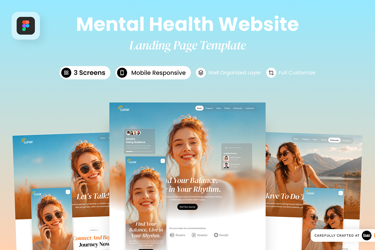 Lunar - Mental Health Website, a Landing Page Template by SLAB! Design (Photo 1 of 5)