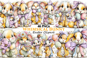 Whimsical Easter Bunny Clipart, an Illustration by Pixels.Craft