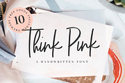 Think Pink Handwritten Font & Logos, a Script Font by VladCristea (Thumbnail 1 of 12)