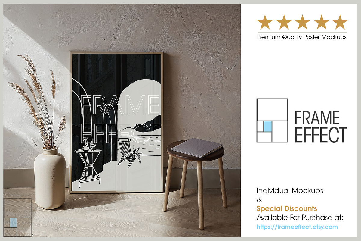 6 Neutral Art Frame Mockups Bundle, a Household Mockup by Frame Effect (Photo 4 of 8)