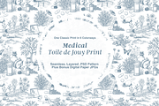 Medical Toile de Jouy Pattern, a Background Graphic by Hughes Studio (Thumbnail 1 of 8)