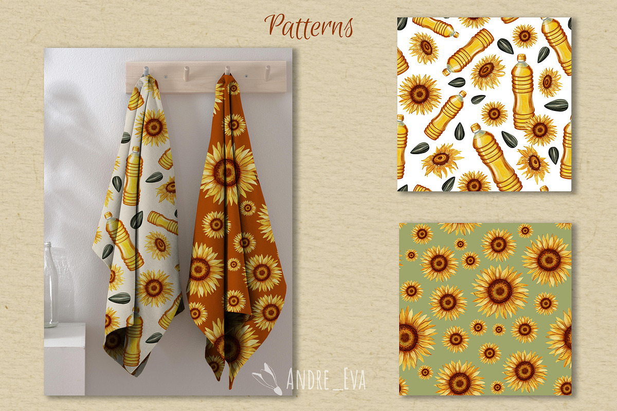 Watercolor Sunflowers Clipart, an Illustration by Andre_Eva (Photo 8 of 9)