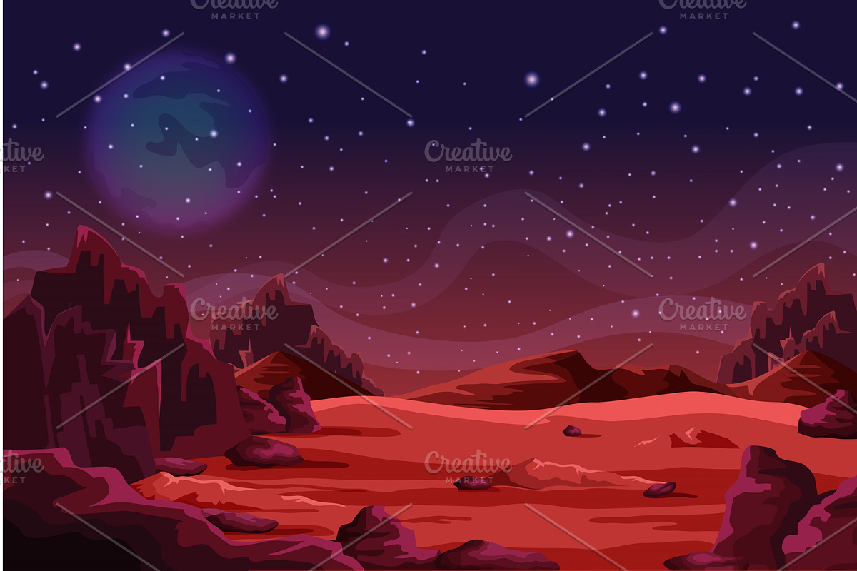 Mars landscape background, martian, a Texture Illustration by Elegant Solution