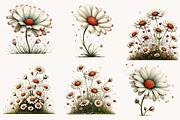 Whimsical Daisy Flowers clipart, a Seasonal Illustration by Designworld (Thumbnail 5 of 10)