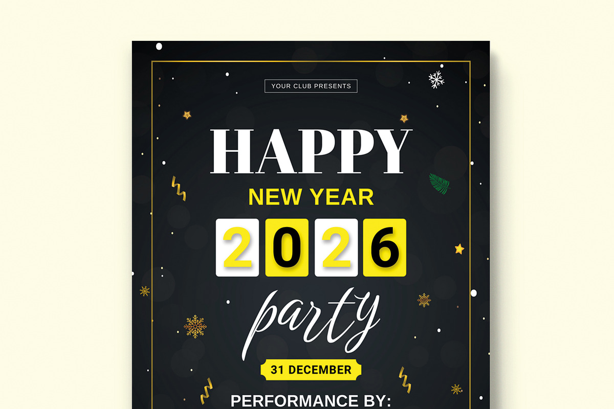 Happy New Flyer Layout, a Flyer Template by MightyDesign (Photo 2 of 8)