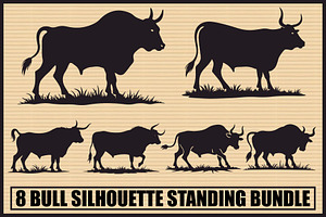 Standing Bull Silhouette Pack, an Illustration by jahid234