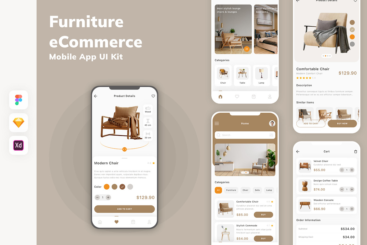 Furniture eCommerce App UI Kit, an UI Kit Template by uicube