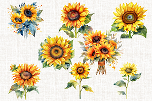 Sunflowers Bouquet Illustrations