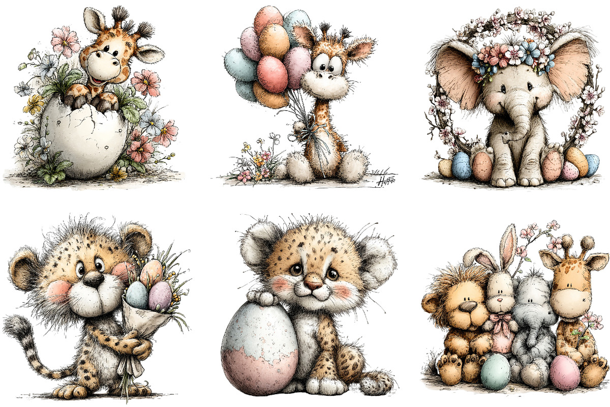 Easter Safari Animals Clipart, an Illustration by Sublimation Artist (Photo 5 of 7)