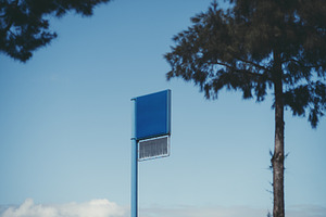 Blank blue signpost for mock-ups, a Business Photo by SkyNext