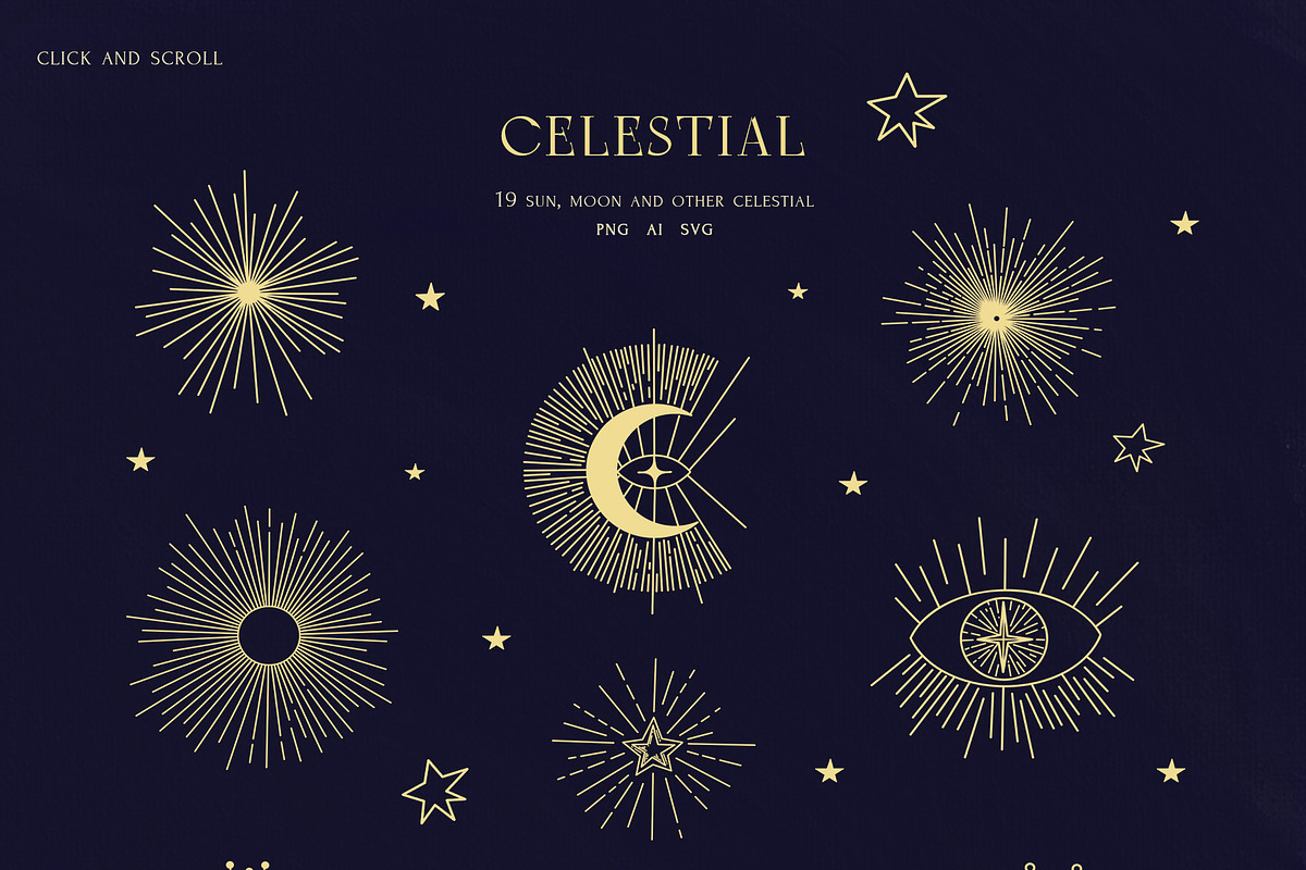Solar & lunar. Sparkle of the planet, a Decorative Illustration by Summer Nightingale Art (Photo 6 of 10)