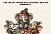 CHRISTMAS ELEPHANT CLIPART PACK, a Seasonal Illustration by Daring Digies (Thumbnail 6 of 9)