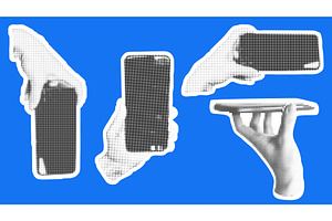 Female hand holding phone in, an Object Illustration by Tati_Kli