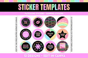 Pastel Neon Packaging Stickers, a Stationery Template by SunshineStudioBoutique