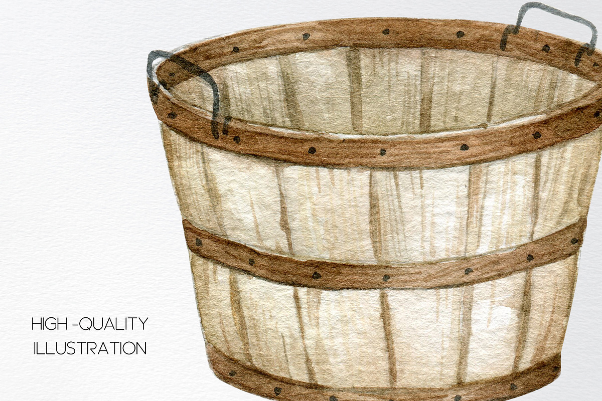 Watercolor empty wooden box clipart, an Object Illustration by yana.fefelova (Photo 3 of 4)