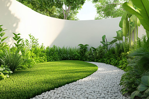 Lush garden path with greenery, a Photo by Beautiful things
