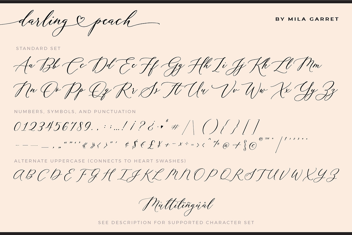 Darling Peach Wedding Heart Script, a Script Font by Mila Garret (Photo 14 of 16)