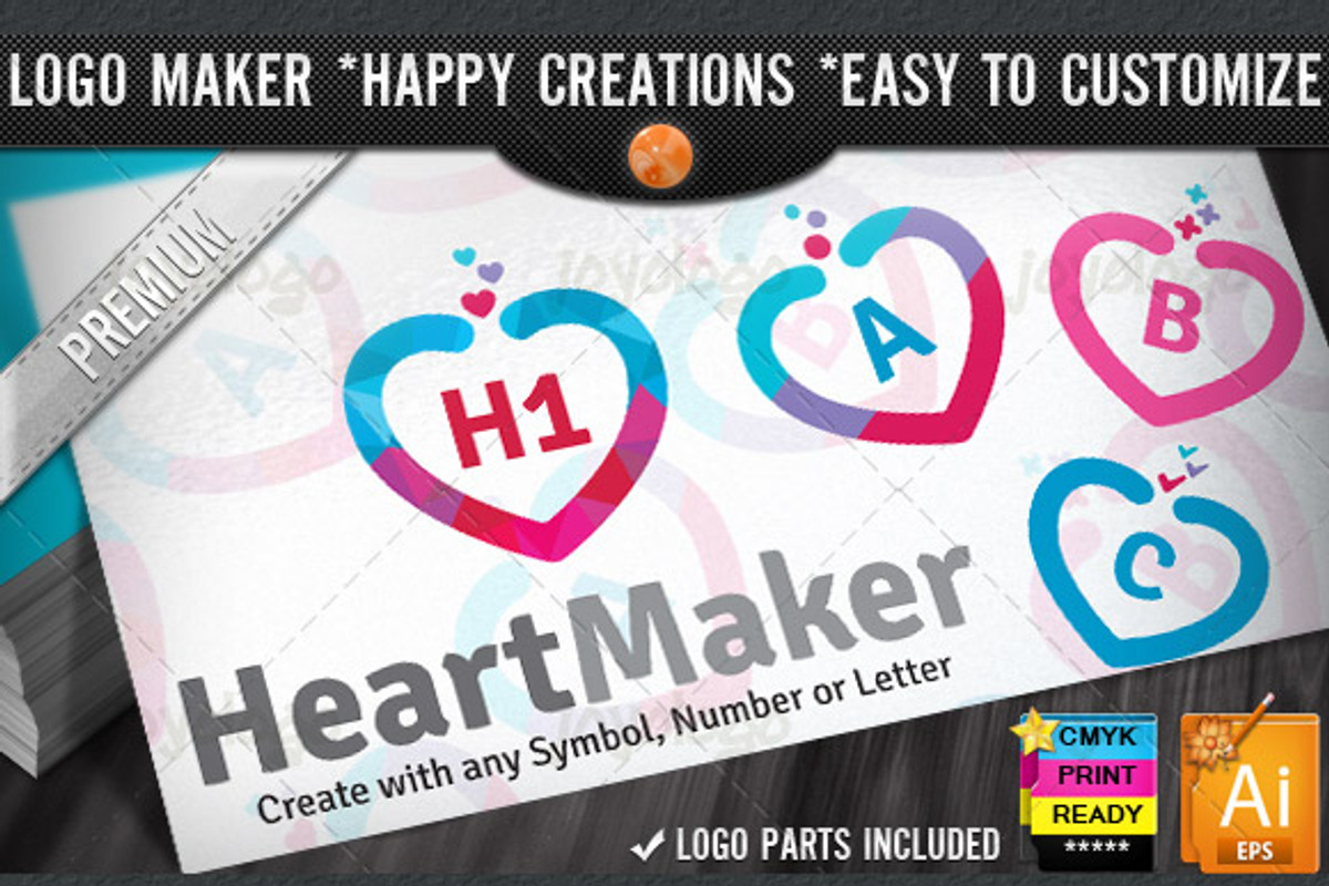 Colorful Flat Love Heart Logo Maker, a Branding & Logo Template by joyologo (Photo 1 of 3)