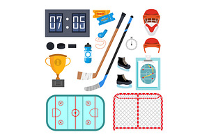 Ice Hockey Icons Set Vector. Ice, an Object Graphic by pikepicture