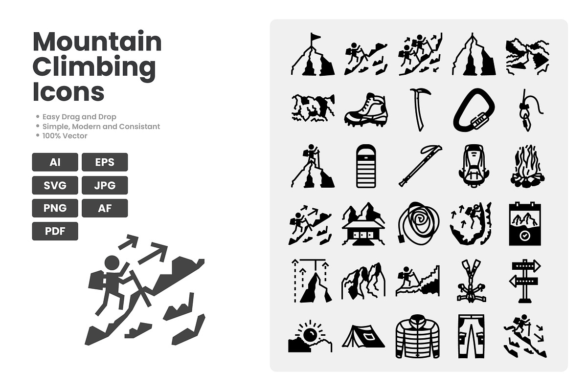 Mountain Climbing Solid Icon Pack, a Solid Icon by erifqizeicon (Photo 2 of 3)