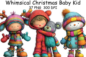 Whimsical Christmas Baby Kid Clipart, an Illustration by CraftArtStudio