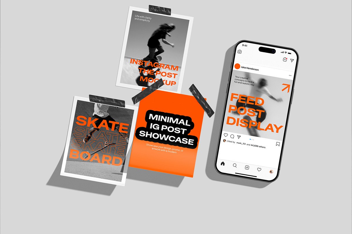 Instagram Post & Phone Mockup, an Advertising Mockup by Unerispace (Photo 4 of 5)