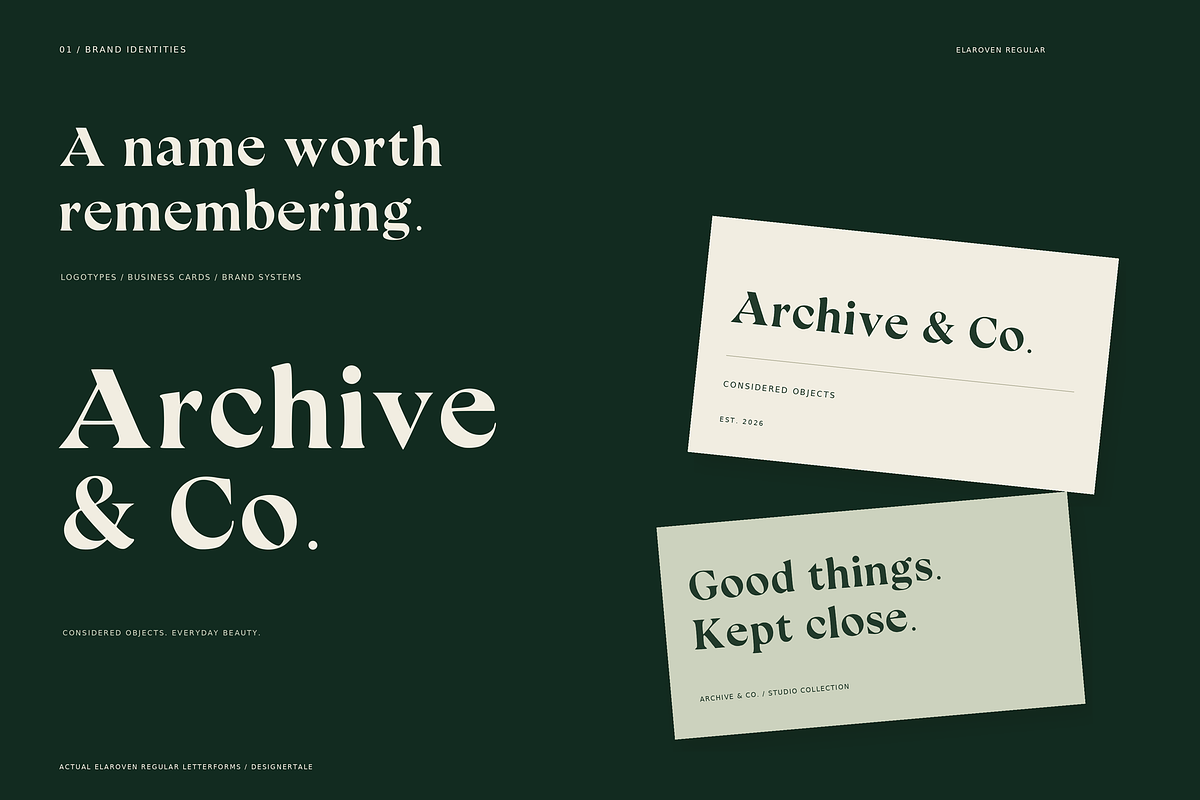 ELAROVEN – Editorial Serif Font, a Serif Font by Designertale (Photo 2 of 12)