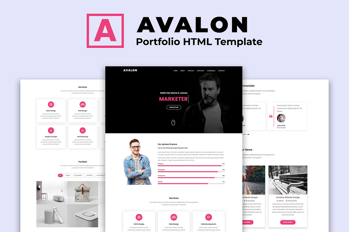 Avalon- Portfolio HTML Template, a Bootstrap Template by nandinigraphics