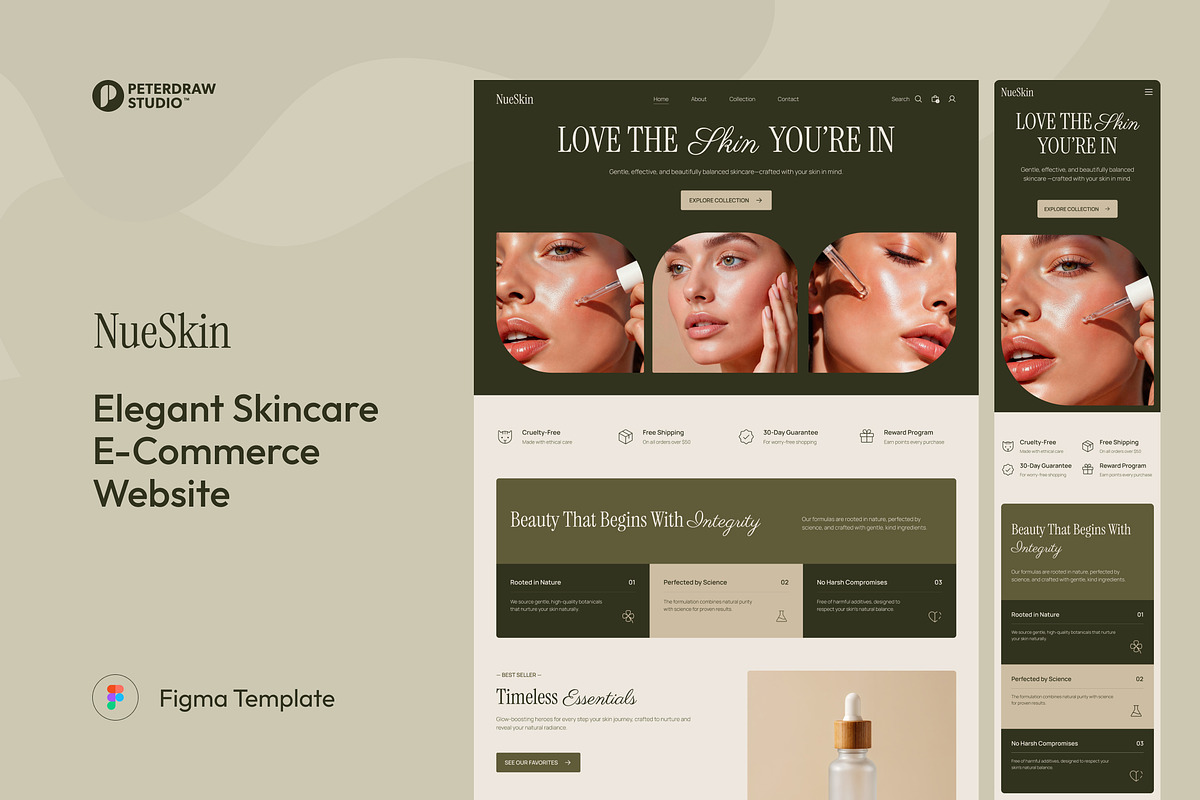 Elegant Skincare E-Commerce Website, an UI Kit Template by peterdraw (Photo 1 of 7)