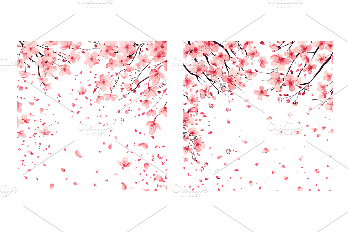 Falling sakura petals cartoon vector, an Object Illustration by Stock-Smart-Start
