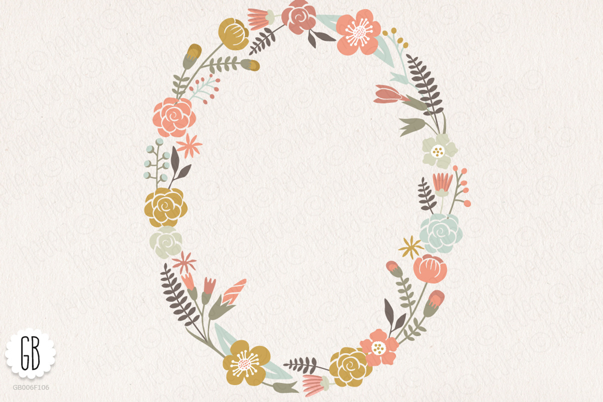 Floral wreaths heart antler laurels, an Illustration by GrafikBoutique (Photo 2 of 3)