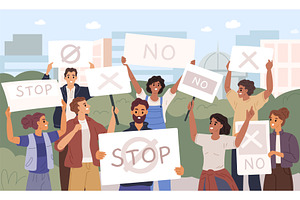 People fighting for rights. Protest, a Person Illustration by YummyBuum