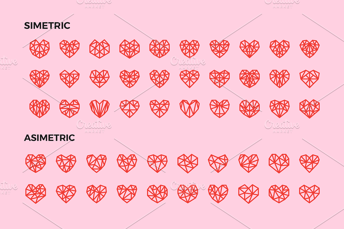 70 Geometric Hearts Logo, an Outline Icon by Abstracto-Create (Photo 6 of 8)