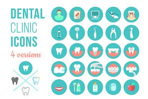 Dental Clinic Services Flat Icons