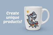 shark is sitting on a chair enjoying, an Animal Illustration by gunaonedesign (Thumbnail 2 of 4)